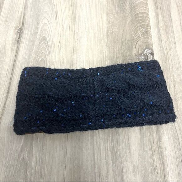 C.C Navy Blue Sequins Knit Earmuff Headband - Picture 3 of 5